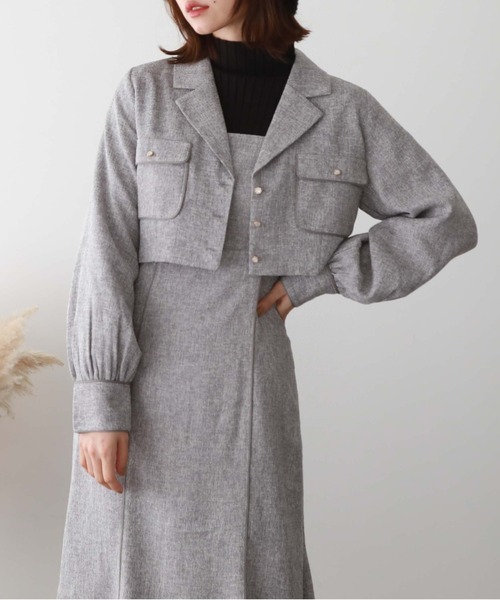 archives（アルシーヴ）の「パイピングツイードジャケット（その他アウター・レディース・ブラック/チャコールグレー/グレー・MEDIUM）」の7枚目の写真