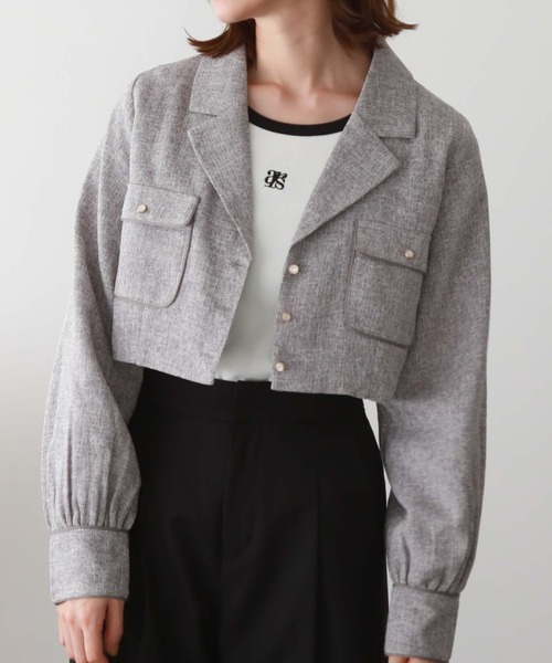 archives（アルシーヴ）の「パイピングツイードジャケット（その他アウター・レディース・ブラック/チャコールグレー/グレー・MEDIUM）」の13枚目の写真