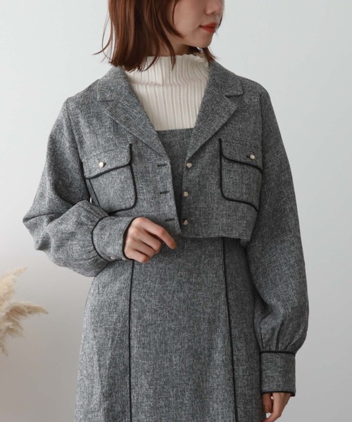 archives（アルシーヴ）の「パイピングツイードジャケット（その他アウター・レディース・ブラック/チャコールグレー/グレー・MEDIUM）」の20枚目の写真