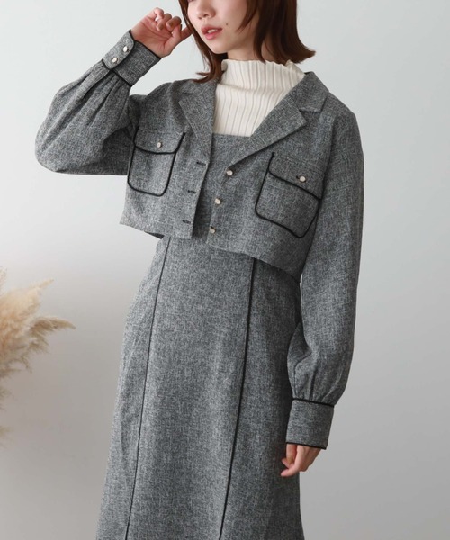 archives（アルシーヴ）の「パイピングツイードジャケット（その他アウター・レディース・ブラック/チャコールグレー/グレー・MEDIUM）」の21枚目の写真