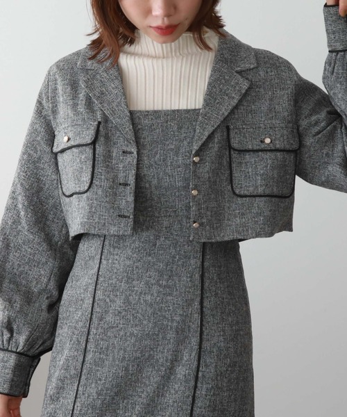 archives（アルシーヴ）の「パイピングツイードジャケット（その他アウター・レディース・ブラック/チャコールグレー/グレー・MEDIUM）」の22枚目の写真