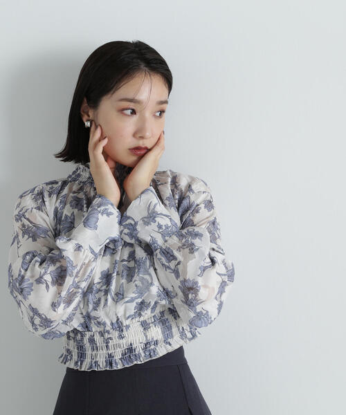 NATURAL BEAUTY BASIC(ナチュラルビューティーベーシック)の「◇ジャガードプリントシャーリングブラウス(シャツ/ブラウス・レディース・ピンク系その他/ホワイト系その他・FREE)」の3枚目の写真