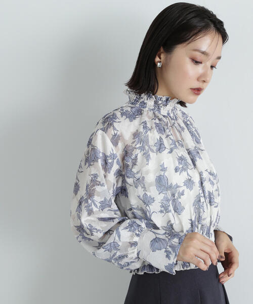 NATURAL BEAUTY BASIC(ナチュラルビューティーベーシック)の「◇ジャガードプリントシャーリングブラウス(シャツ/ブラウス・レディース・ピンク系その他/ホワイト系その他・FREE)」の4枚目の写真