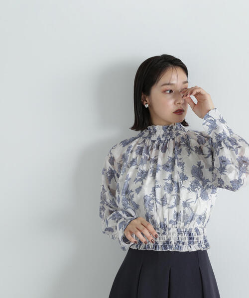 NATURAL BEAUTY BASIC(ナチュラルビューティーベーシック)の「◇ジャガードプリントシャーリングブラウス(シャツ/ブラウス・レディース・ピンク系その他/ホワイト系その他・FREE)」の5枚目の写真