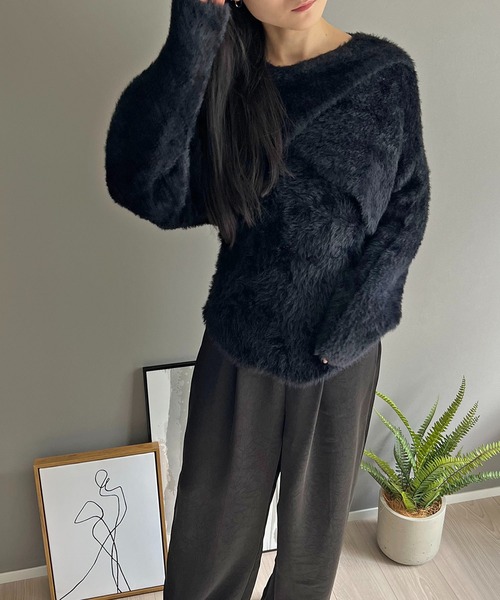 Jewelobe(ジュエローブ)の「シャギーニットカシュクールボレロ&イレヘムキャミソールアンサンブル(ニット/セーター・レディース・グレー/ホワイト/ブラック・FREE)」の19枚目の写真