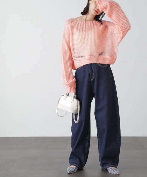 FREE'S MART（フリーズマート）の「◆シアーモヘアライクニット（ニット/セーター・レディース・ベージュ/ピンク/ホワイト/グリーン・FREE）」の5枚目の写真