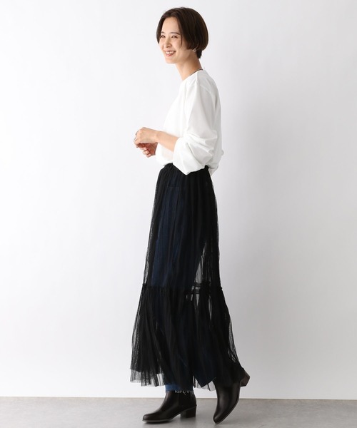 LEPSIM（レプシィム）の「チュール2WAYレイヤースカート　968189（スカート・レディース・ブラウン/ライトグレー/ブラック・FREE）」の4枚目の写真