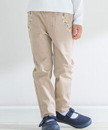 BeBe | ストレッチツイルフラワー刺繍パンツ(80~150cm)(チノパンツ)