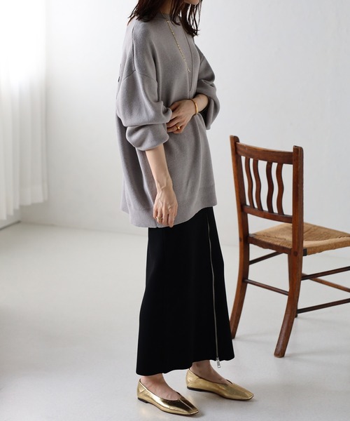 Bonjour Sagan（ボンジュールサガン）の「フロントジップストレートスカート（スカート・レディース・ブラック・FREE）」の4枚目の写真