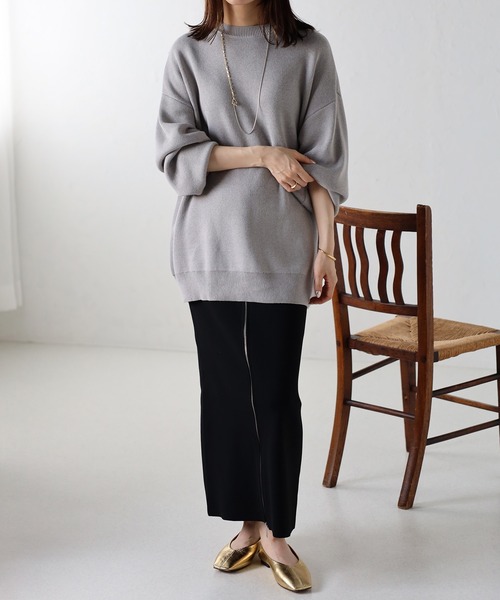 Bonjour Sagan（ボンジュールサガン）の「フロントジップストレートスカート（スカート・レディース・ブラック・FREE）」の6枚目の写真