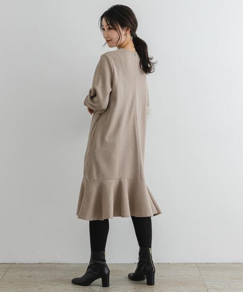 ワンピース　ベージュ　F 新品　フォロー割-200円 XS-Lサイズあり【SETTAN/セッタン】フラワーレース/ ドット