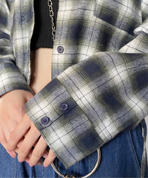 one way（ワンウェイ）の「裾ドロストチェックシャツ（シャツ/ブラウス