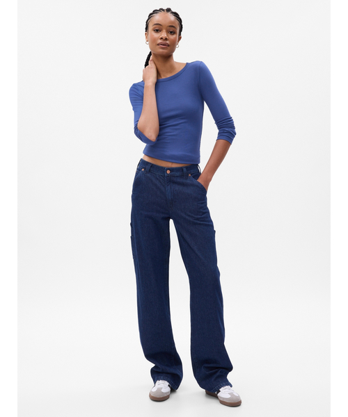 GAP(ギャップ)の「ミニリブ クルーネックTシャツ(Tシャツ/カットソー・レディース・ブルー/ブラック/カーキ/ホワイト/グレー/ブラック系その他・XS/M/S/L/XL/XXS)」の14枚目の写真