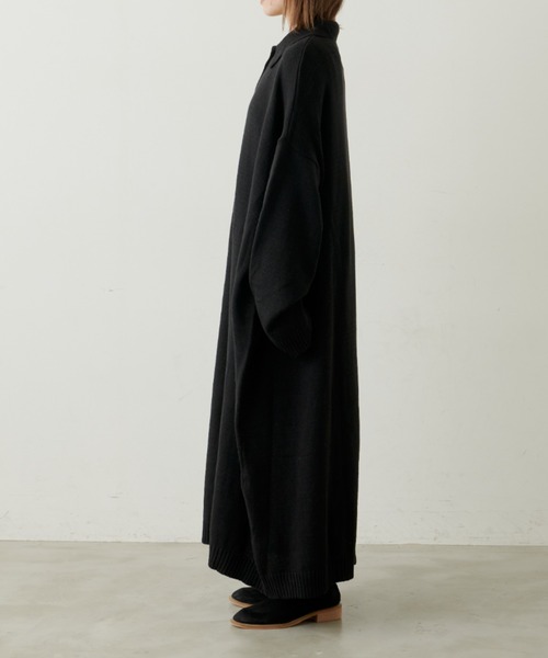 Libra Cue(リブラ キュー)の「ポロニットワンピース(ワンピース・レディース・グレー/ブラック/オフホワイト・FREE)」の5枚目の写真