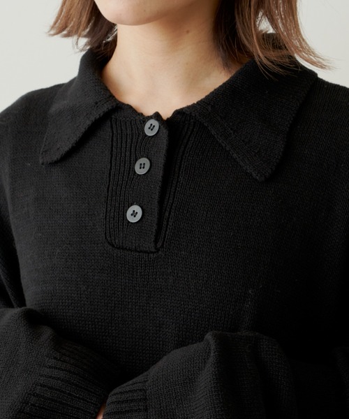 Libra Cue(リブラ キュー)の「ポロニットワンピース(ワンピース・レディース・グレー/ブラック/オフホワイト・FREE)」の7枚目の写真