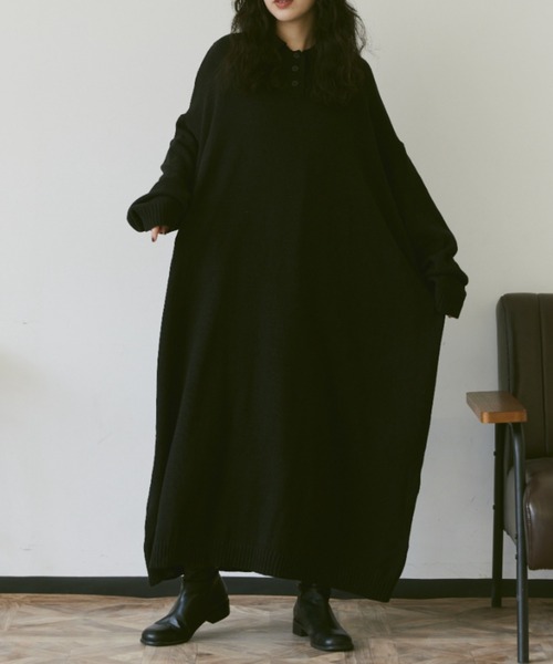 Libra Cue(リブラ キュー)の「ポロニットワンピース(ワンピース・レディース・グレー/ブラック/オフホワイト・FREE)」の19枚目の写真