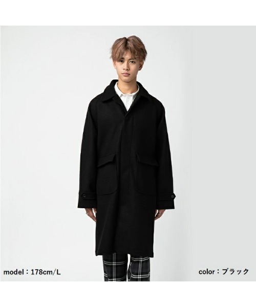 Sakka(サッカ)の「テックウールメルトンコート ロング丈(ステンカラーコート・メンズ・ベージュ/ブラック・MEDIUM/LARGE)」の5枚目の写真