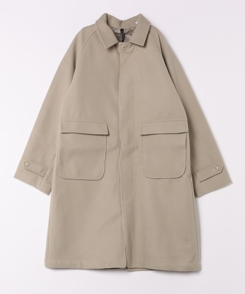 Sakka(サッカ)の「テックウールメルトンコート ロング丈(ステンカラーコート・メンズ・ベージュ/ブラック・MEDIUM/LARGE)」の9枚目の写真
