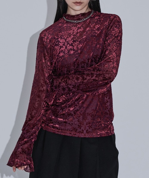 オパールベロアフレアスリーブトップス（Tシャツ/カットソー）｜Ellno