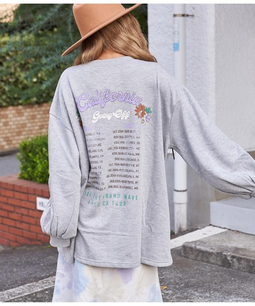 anap mimpi（アナップミンピ）の「裏毛 レトロツアープリント スウェット ボリュームスリーブ（スウェット・レディース・ピンク/グレー/ターコイズブルー・FREE）」の2枚目の写真