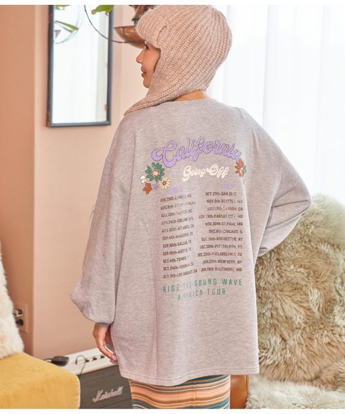 anap mimpi（アナップミンピ）の「裏毛 レトロツアープリント スウェット ボリュームスリーブ（スウェット・レディース・ピンク/グレー/ターコイズブルー・FREE）」の12枚目の写真