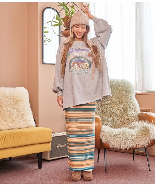 anap mimpi（アナップミンピ）の「裏毛 レトロツアープリント スウェット ボリュームスリーブ（スウェット・レディース・ピンク/グレー/ターコイズブルー・FREE）」の17枚目の写真