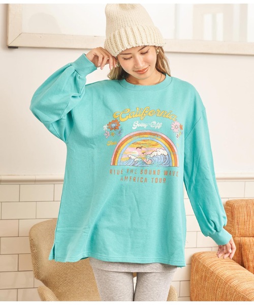 anap mimpi（アナップミンピ）の「裏毛 レトロツアープリント スウェット ボリュームスリーブ（スウェット・レディース・ピンク/グレー/ターコイズブルー・FREE）」の18枚目の写真