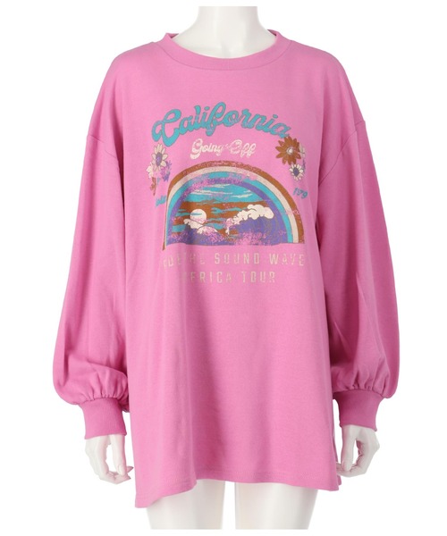 anap mimpi（アナップミンピ）の「裏毛 レトロツアープリント スウェット ボリュームスリーブ（スウェット・レディース・ピンク/グレー/ターコイズブルー・FREE）」の8枚目の写真