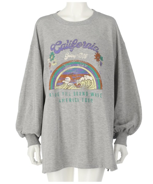 anap mimpi（アナップミンピ）の「裏毛 レトロツアープリント スウェット ボリュームスリーブ（スウェット・レディース・ピンク/グレー/ターコイズブルー・FREE）」の6枚目の写真