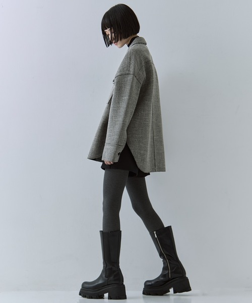 STUDIOUS（ステュディオス）の「【STUDIOUS/ステュディオス】ボンディングツィードショートジャケット（ブルゾン・レディース・ホワイト/ブラック・FREE）」の4枚目の写真