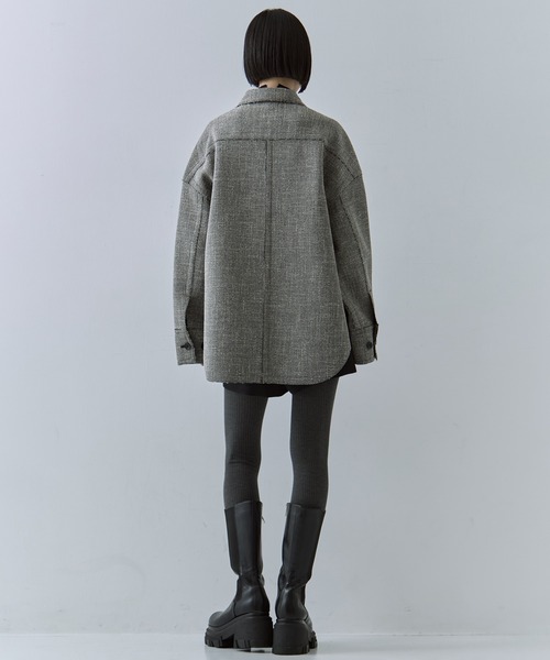 STUDIOUS（ステュディオス）の「【STUDIOUS/ステュディオス】ボンディングツィードショートジャケット（ブルゾン・レディース・ホワイト/ブラック・FREE）」の5枚目の写真