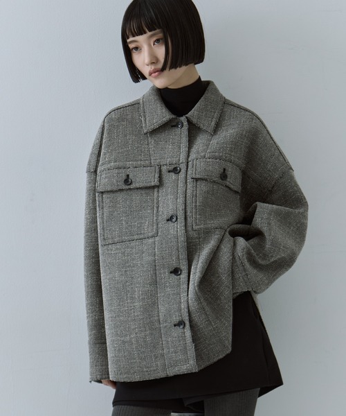 STUDIOUS（ステュディオス）の「【STUDIOUS/ステュディオス】ボンディングツィードショートジャケット（ブルゾン・レディース・ホワイト/ブラック・FREE）」の6枚目の写真