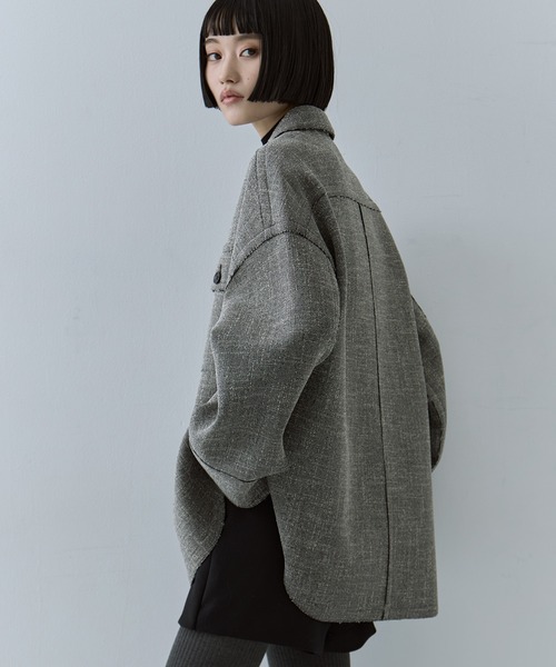 STUDIOUS（ステュディオス）の「【STUDIOUS/ステュディオス】ボンディングツィードショートジャケット（ブルゾン・レディース・ホワイト/ブラック・FREE）」の7枚目の写真