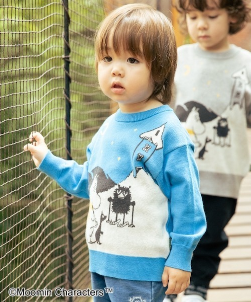 kladskap(クレードスコープ)の「MOOMIN/雪山セーター(ニット/セーター・キッズ・ライトブルー/トップグレー・90cm/100cm/110cm/120cm)」の2枚目の写真