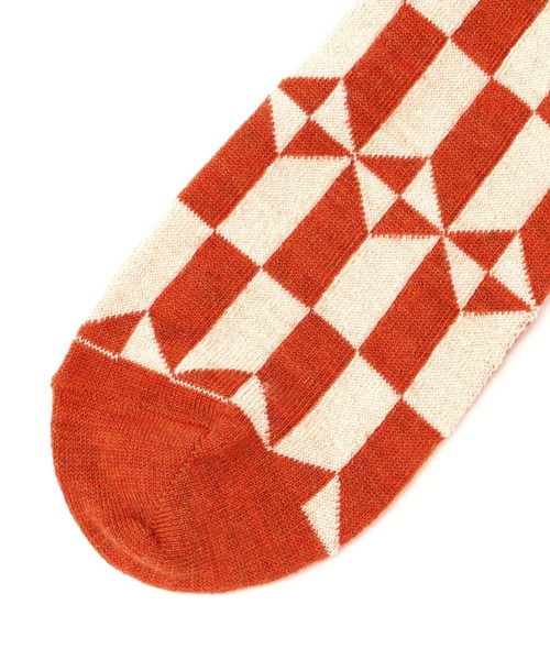 MARCOMONDE（マルコモンド）の「MARCOMONDE（マルコモンド）＠BELGIUM pattern 09（ソックス/靴下・メンズ・モスグリーン/ブラック/イエロー/オレンジ・F）」の10枚目の写真