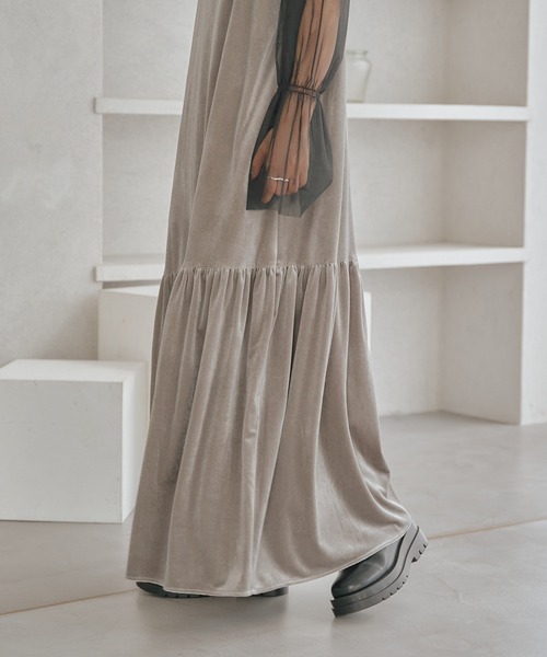 Kastane（カスタネ）の「ベロアギャザーワンピース（ワンピース・レディース・ブラック/シルバー/ベージュ・FREE）」の10枚目の写真