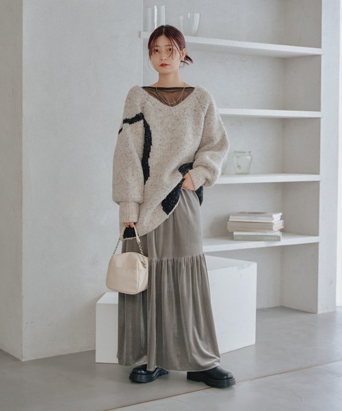 Kastane（カスタネ）の「ベロアギャザーワンピース（ワンピース・レディース・ブラック/シルバー/ベージュ・FREE）」の12枚目の写真