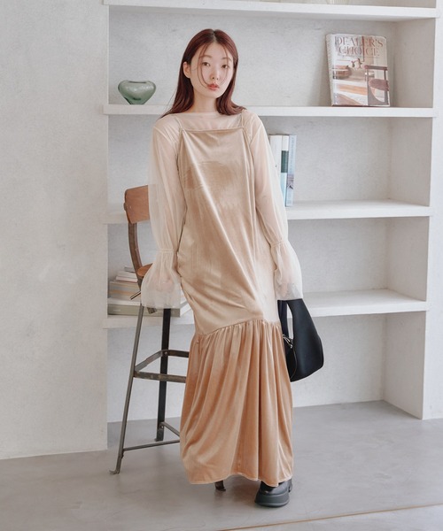 Kastane（カスタネ）の「ベロアギャザーワンピース（ワンピース・レディース・ブラック/シルバー/ベージュ・FREE）」の21枚目の写真