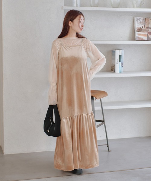 Kastane（カスタネ）の「ベロアギャザーワンピース（ワンピース・レディース・ブラック/シルバー/ベージュ・FREE）」の22枚目の写真