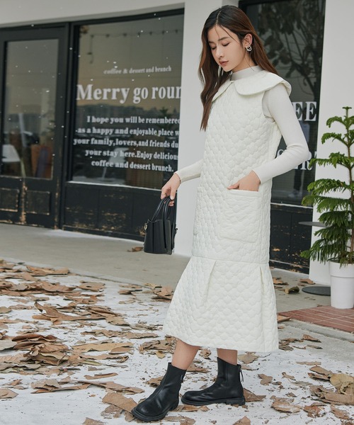 MAISON DE THERESE(メゾン ド テレーズ)の「中綿ノースリーブジャンパースカート(ジャンパースカート・レディース・アイボリー・FREE)」の8枚目の写真
