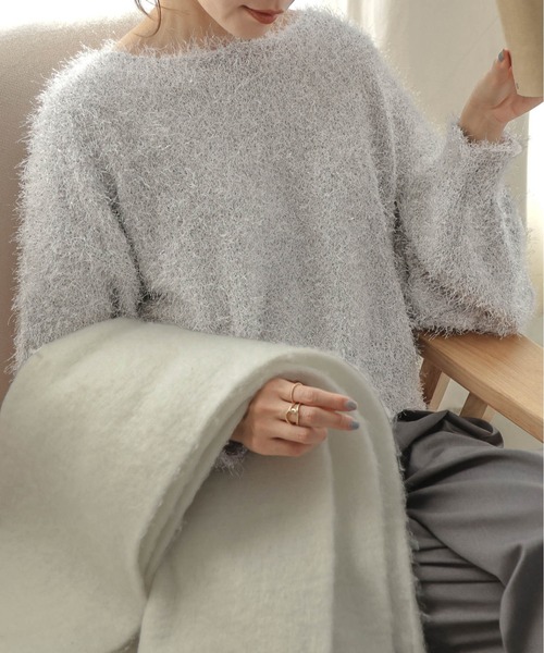 AMELY（エミリー）の「クロップドシャギーラメニット（ニット/セーター・レディース・シルバー/グレー/ブラック/ピンク・フリー）」の19枚目の写真