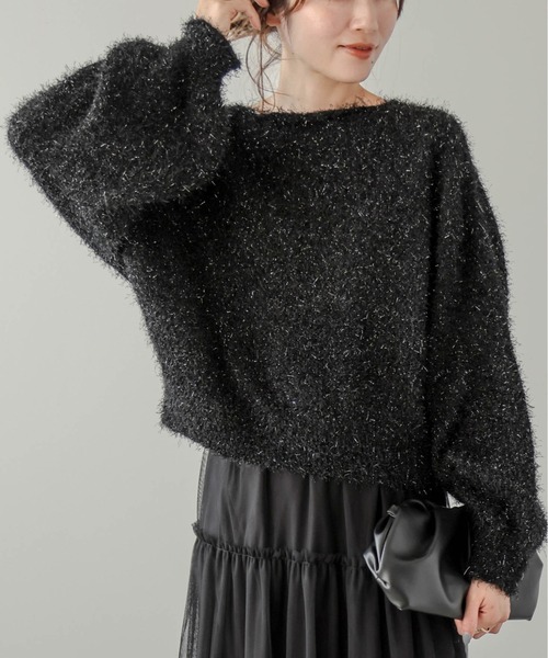 AMELY（エミリー）の「クロップドシャギーラメニット（ニット/セーター・レディース・シルバー/グレー/ブラック/ピンク・フリー）」の8枚目の写真