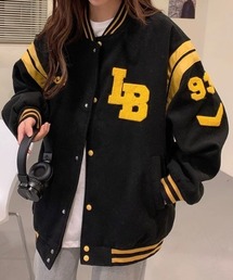 サガラ刺しゅうロゴオーバーサイズスタジャン