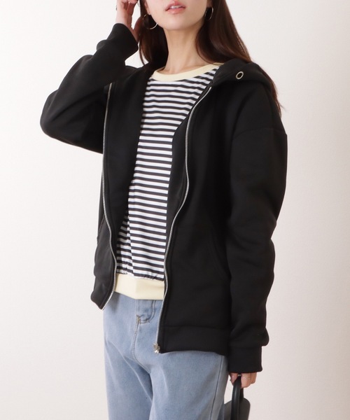 Lace Ladies（レースレディース）の「ビッグ シルエット ダンボール ジップアップ パーカー（パーカー・レディース・ブラック/グリーン/ブラウン・FREE）」の5枚目の写真