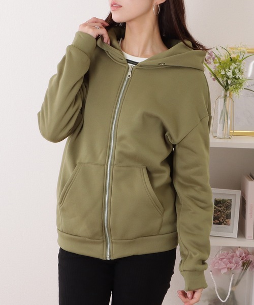 Lace Ladies（レースレディース）の「ビッグ シルエット ダンボール ジップアップ パーカー（パーカー・レディース・ブラック/グリーン/ブラウン・FREE）」の11枚目の写真