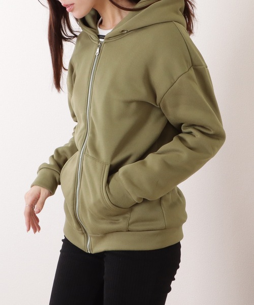 Lace Ladies（レースレディース）の「ビッグ シルエット ダンボール ジップアップ パーカー（パーカー・レディース・ブラック/グリーン/ブラウン・FREE）」の12枚目の写真