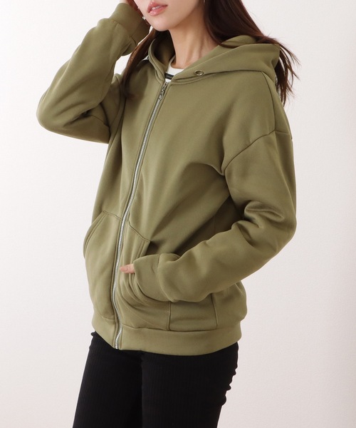 Lace Ladies（レースレディース）の「ビッグ シルエット ダンボール ジップアップ パーカー（パーカー・レディース・ブラック/グリーン/ブラウン・FREE）」の15枚目の写真