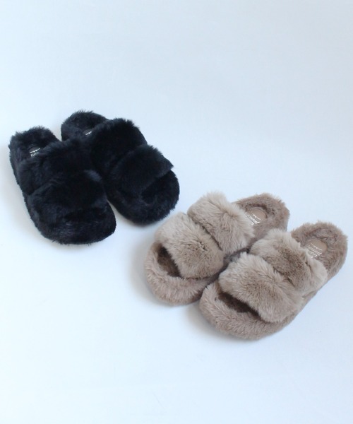 ground green store（グラウンドグリーンストア）の「ground green store  / 厚底リアルファーサンダル（サンダル・レディース・ブラック/グレー・36/37/38/39）」の13枚目の写真