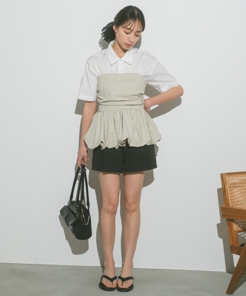 VANNIE U（ヴァニーユー）の「ダブルボタンタックショートパンツ（その他パンツ・レディース・ブラック/グレー・FREE）」の21枚目の写真