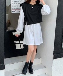 SHEPP（シープ）の「シャツベスト ドッキング ワンピース（ワンピース・レディース）」